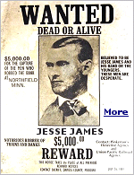 Outlaw Jesse James was one of the most notorious bandits of the late 19th century. Alongside his older brother and various other gang members, Jesse James led the James-Younger gang in a series of bank and train robberies. An interesting man, the subject of several books and movies.